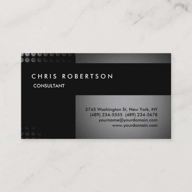Grey Black Attractive Charming Business Card (Front)