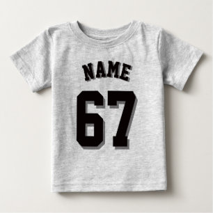 Grey & Black Baby   Sports Jersey T-Shirt