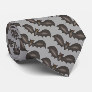 Grey Black Bat Spooky Bats Halloween Costume Party Tie