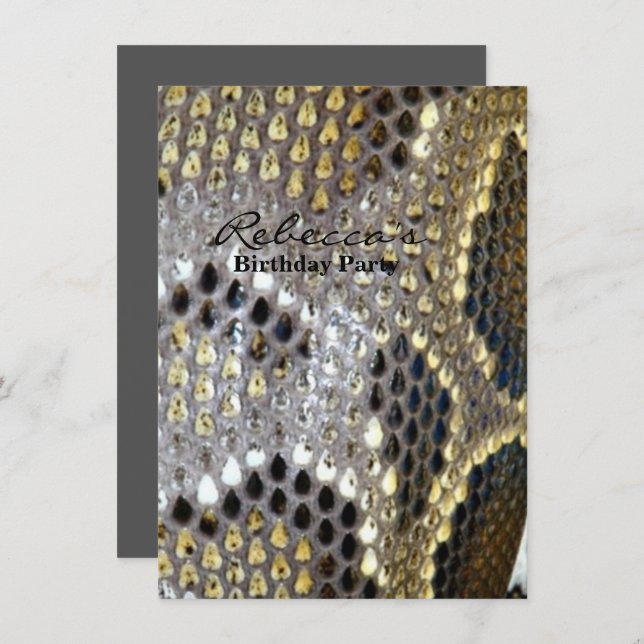 grey black beige animal pattern snake print invitation (Front/Back)