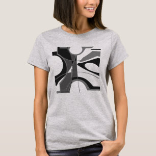 Grey Black Bold Geometric Shapes Art Abstract  T-Shirt