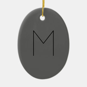 Grey Black Bold Monogram Modern Initials Ceramic Ornament