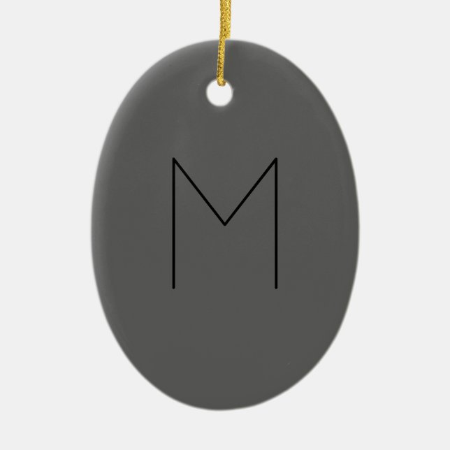 Grey Black Bold Monogram Modern Initials Ceramic Ornament (Front)