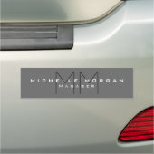 Grey Black Bold Monogram Modern Minimalist Name Car Magnet (In Situ)