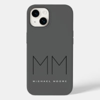 Grey Black Bold Monogram Modern Your Name Initials