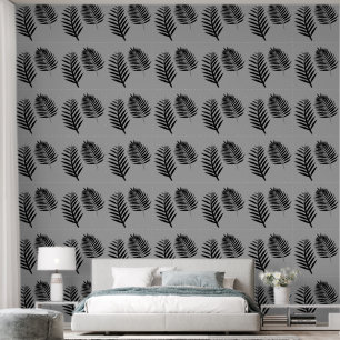Grey Black Botanical Floral Watercolor Pattern Wallpaper