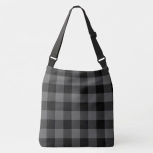 Grey Black Buffalo Plaid Crossbody Bag