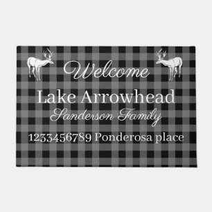 Grey Black Buffaloe Check deer  address  Doormat