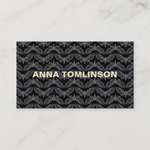 Grey & Black Butterfly Pattern Business Card