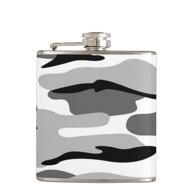 Grey & Black Camouflage Flask (Front)