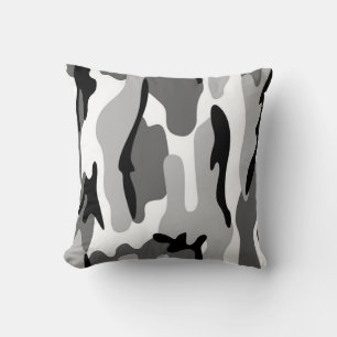Grey & Black Camouflage Reversible Pillow