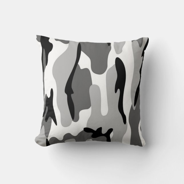 Grey & Black Camouflage Reversible Pillow (Front)
