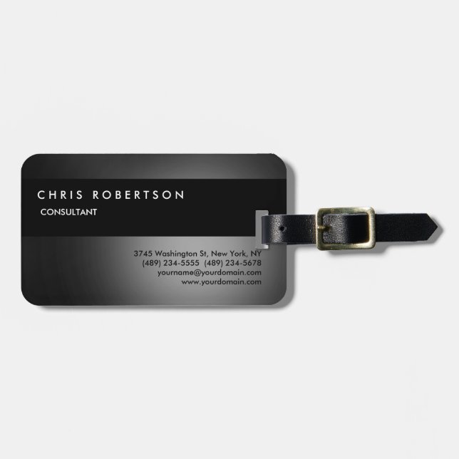 Grey Black Charming Luggage Tag (Front Horizontal)