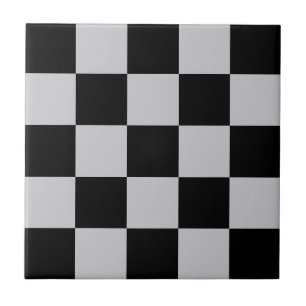 Grey Black Check Pattern Design Ceramic Tile