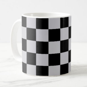 Grey Black Check Pattern Design Coffee Mug