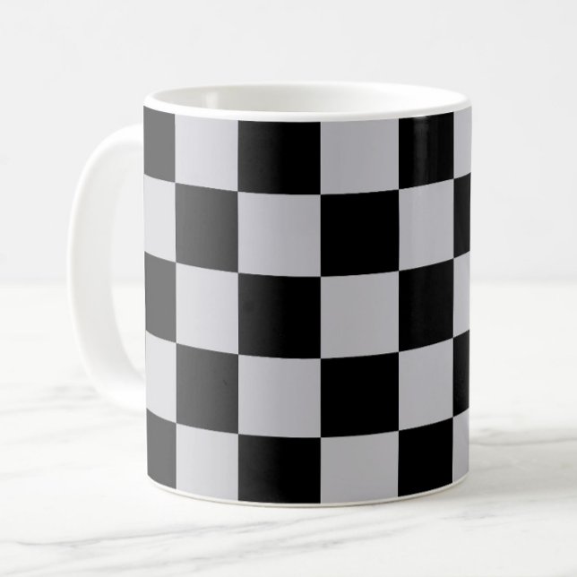 Grey Black Check Pattern Design Coffee Mug (Creator Uploaded)
