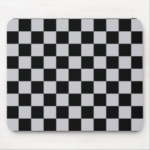 Grey Black Check Pattern Design Mouse Pad