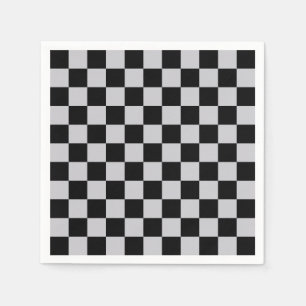 Grey Black Check Pattern Design Napkin