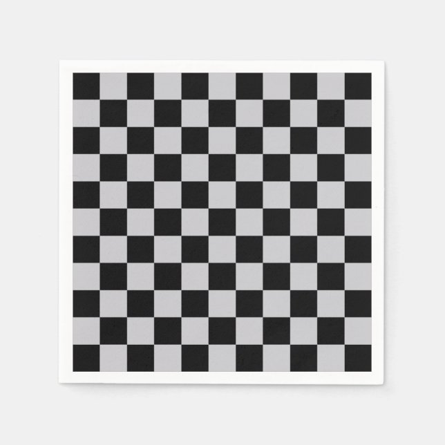 Grey Black Check Pattern Design Napkin (Front)