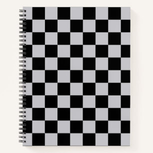 Grey Black Check Pattern Design Notebook