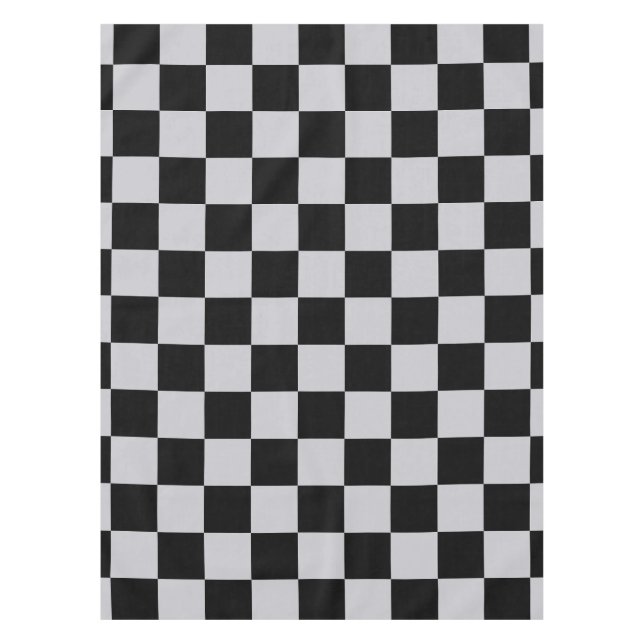 Grey Black Check Pattern Design Tablecloth (Front)