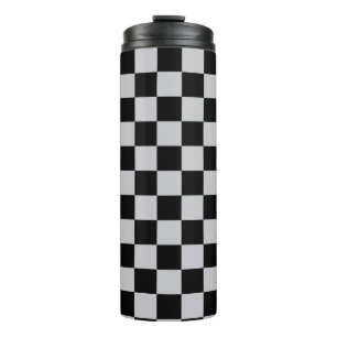 Grey Black Check Pattern Design Thermal Tumbler