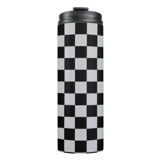 Grey Black Check Pattern Design Thermal Tumbler