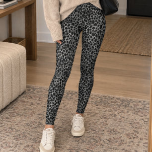 Grey Black Cheetah Print Leggings