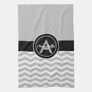 Grey Black Chevron Tea Towel