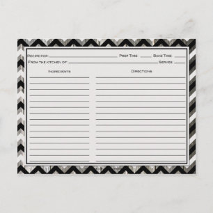 Grey Black Chevron Weathered Barnwood Recipe Cards