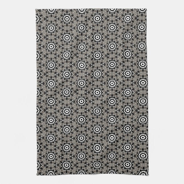 Grey+Black Circle Hexagon Pattern Kitchen cloth (Vertical)