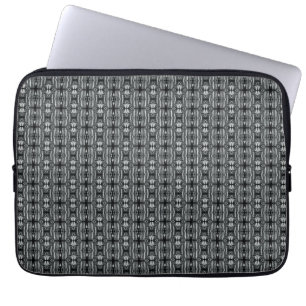 Grey Black Circle Pattern Silver Laptop Sleeve