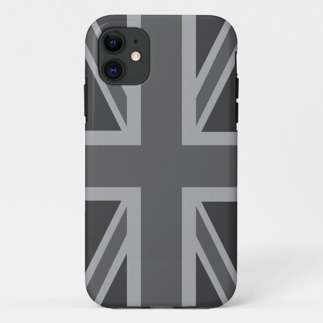 Grey Black Classic Union Jack British(UK) Flag Case-Mate iPhone Case (Back)