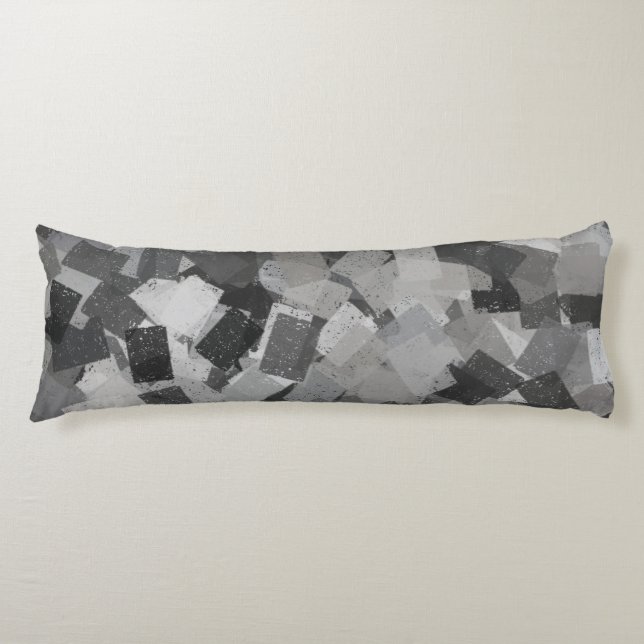 Grey Black Cubism Abstract Pattern Body Cushion (Front)