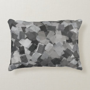 Grey Black Cubism Abstract Pattern Decorative Cushion