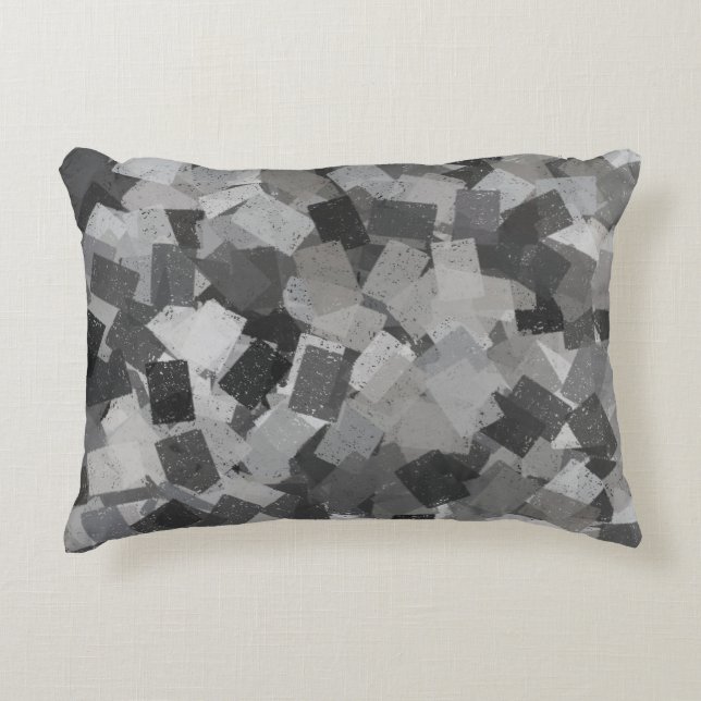 Grey Black Cubism Abstract Pattern Decorative Cushion (Front)