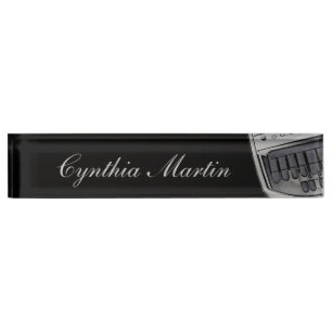 Grey black custom court reporter name plate