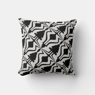 Grey Black Diagonal Abstract Sound Wave Pattern Cushion
