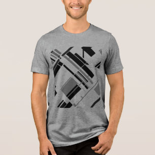 Grey Black Diagonal Shapes Lines MCM Look Abstract Tri-Blend Shirt