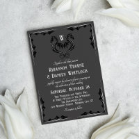 Grey Black Dragon Monogram Fantasy Wedding