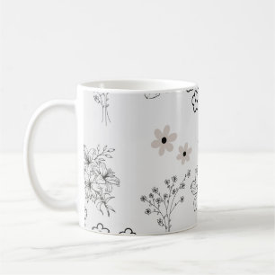 Grey Black Floral Moody Y2K Winter & Fall Coffee Mug