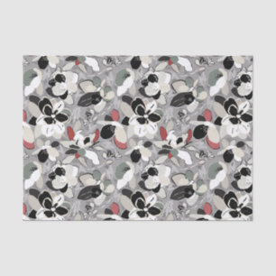 Grey Black Floral Winter Magnolia Tissue Paper