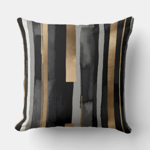 Grey black gold stripes cushion