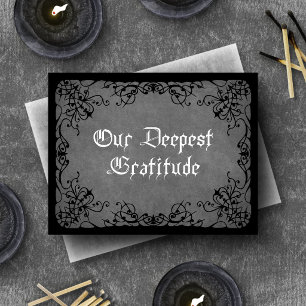 Grey Black Gothic Wedding Thank You Card