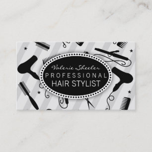 Grey & Black Hair Salon Tools Business Card