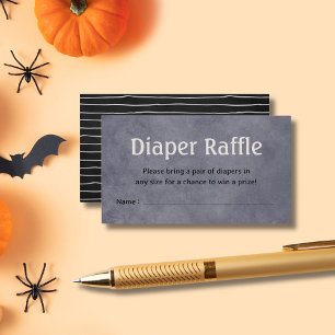 Grey Black Halloween Baby Shower Diaper Raffle Enclosure Card