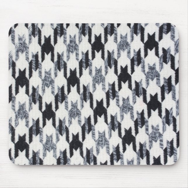 Grey & Black Houndstooth Modern Fabric Texture Mouse Pad (Front)