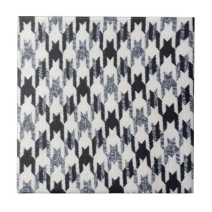 Grey & Black Houndstooth Modern Fabric Texture Tile