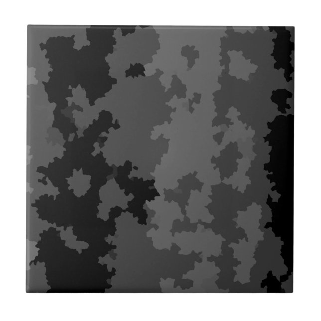 Grey Black Irregular Abstract Pattern Design  Ceramic Tile (Front)
