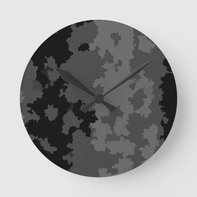 Grey Black Irregular Abstract Pattern Design  Round Clock (Front)